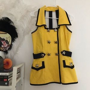 VINTAGE 1990s Black & Yellow Bustier W/ Stars